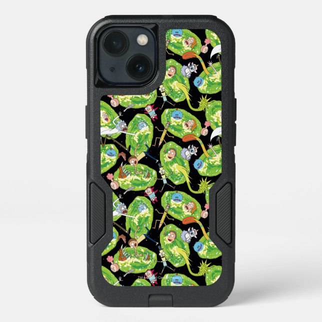 RICK AND MORTY™ | Falling Through Portals Pattern Otterbox iPhone Case (Back)
