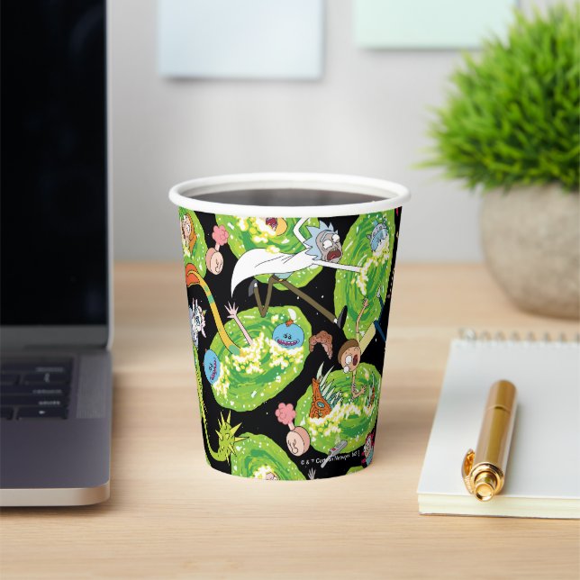 RICK AND MORTY™ | Falling Through Portals Pattern Paper Cups (Insitu)