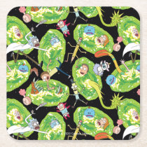 RICK AND MORTY™ | Falling Through Portals Pattern Square Paper Coaster
