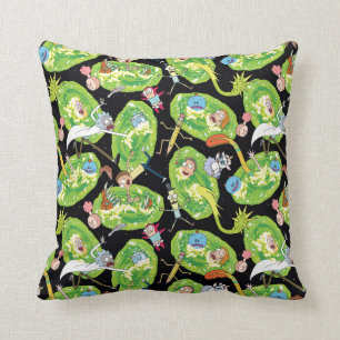 RICK AND MORTY™   Falling Through Portals Pattern Throw Pillow