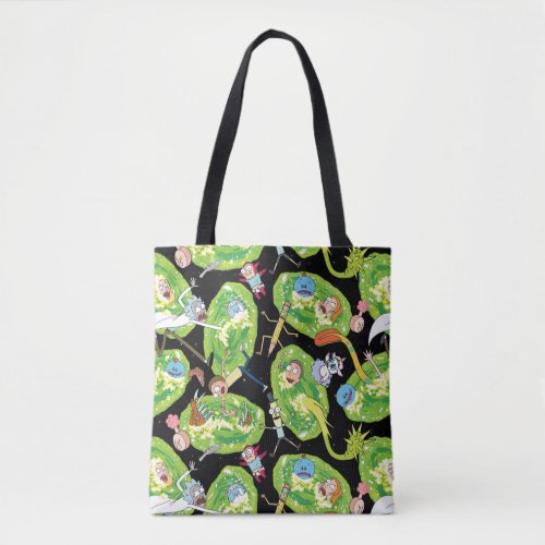 RICK AND MORTY  Falling Through Portals Pattern Tote Bag