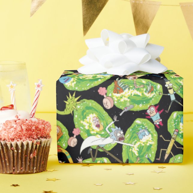 RICK AND MORTY™ | Falling Through Portals Pattern Wrapping Paper (Birthday Party)