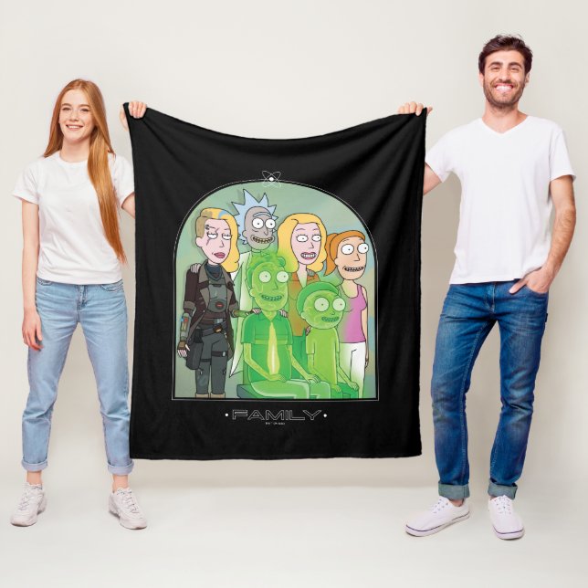 Rick and Morty Family Graphic Fleece Blanket (In Situ)
