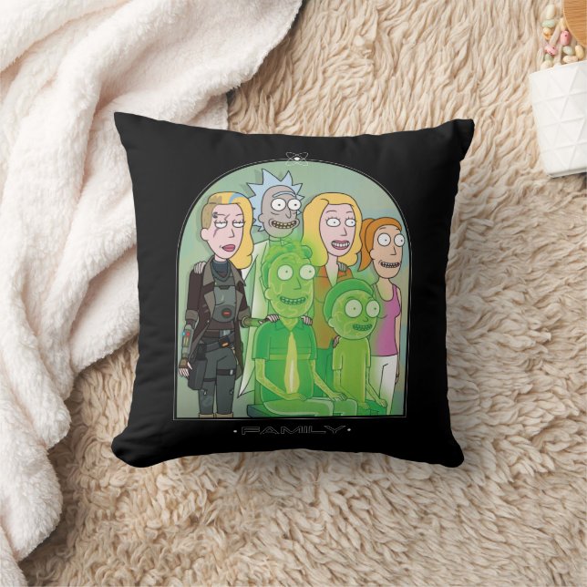 Rick and Morty Family Graphic Throw Pillow (Blanket)