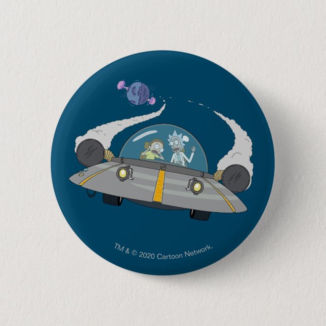 RICK AND MORTY™ | Flying Off In Space Ship Button (Front)