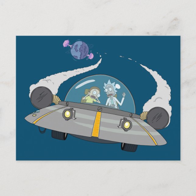 RICK AND MORTY™ | Flying Off In Space Ship Invitation Postcard (Front)