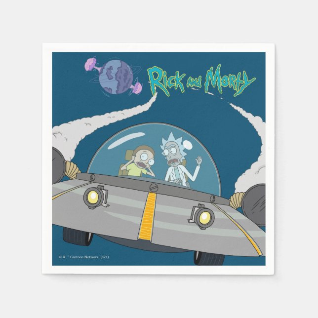 RICK AND MORTY™ | Flying Off In Space Ship Napkins (Front)