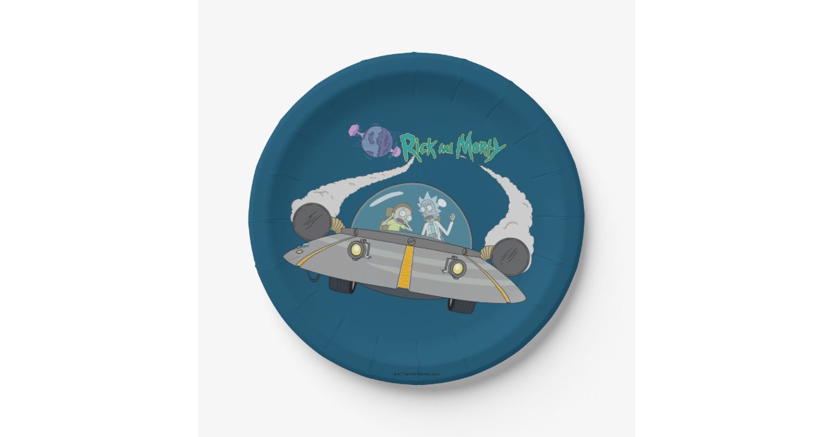 RICK AND MORTY™ | Flying Off In Space Ship Paper Plates | Zazzle