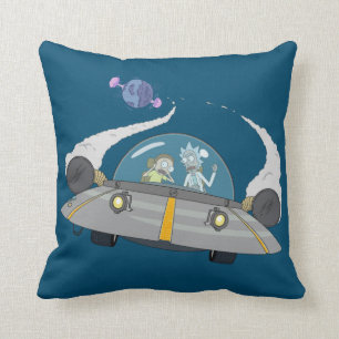RICK AND MORTY™   Flying Off In Space Ship Throw Pillow