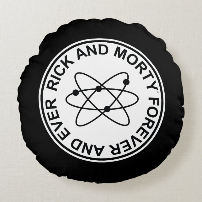 Rick and Morty Forever and Ever Atomic Badge Round Pillow (Front)