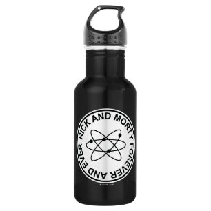 Rick and Morty Forever and Ever Atomic Badge Stainless Steel Water Bottle