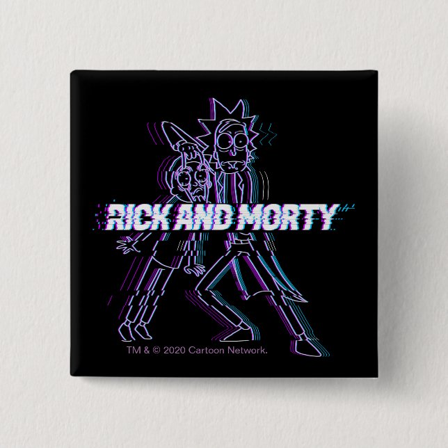 RICK AND MORTY™ | Glitched Rick And Morty Button (Front)