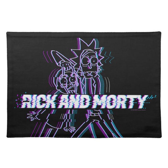 RICK AND MORTY™ | Glitched Rick And Morty Cloth Placemat (Front)