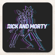 RICK AND MORTY™ | Glitched Rick And Morty Square Paper Coaster