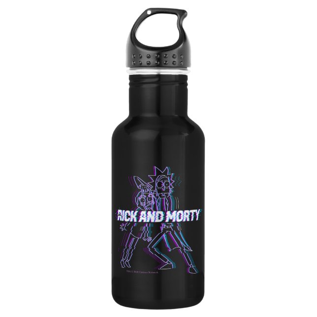 RICK AND MORTY™ | Glitched Rick And Morty Stainless Steel Water Bottle (Front)