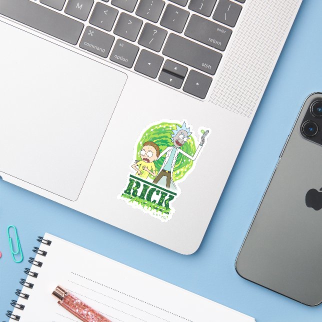 RICK AND MORTY™ | Green Splash Sticker (Laptop w/ iPhone)