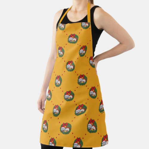 Rick and Morty  Holiday Wreath Pattern Apron