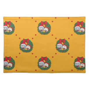 Rick and Morty Holiday Wreath Pattern Cloth Placemat