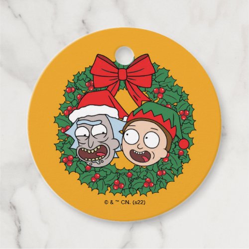 Rick and Morty  Holiday Wreath Pattern Favor Tags
