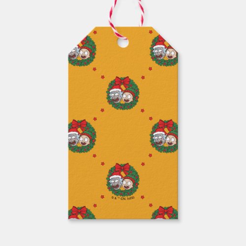 Rick and Morty  Holiday Wreath Pattern Gift Tags