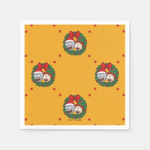 Rick and Morty  Holiday Wreath Pattern Napkins