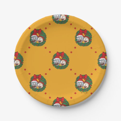 Rick and Morty  Holiday Wreath Pattern Paper Plates