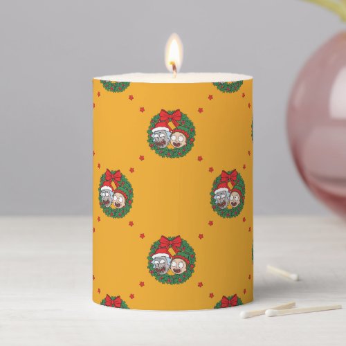 Rick and Morty  Holiday Wreath Pattern Pillar Candle