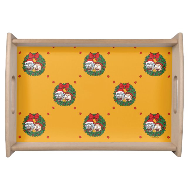 Rick and Morty | Holiday Wreath Pattern Serving Tray (Front)