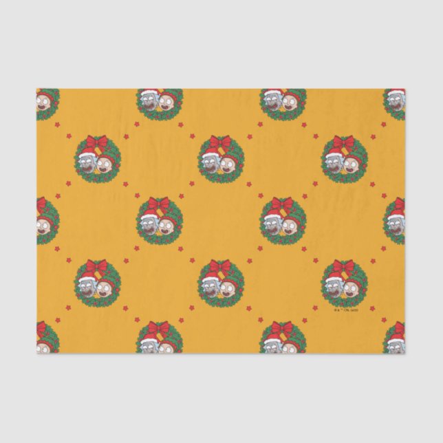 Rick and Morty | Holiday Wreath Pattern Tissue Paper (Front)