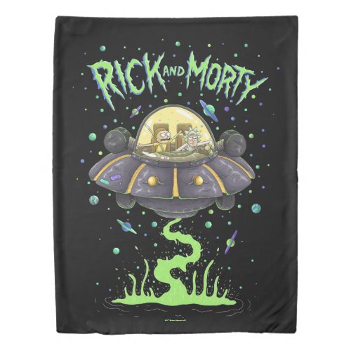 RICK AND MORTY  Illustrated Space Flight Graphic Duvet Cover