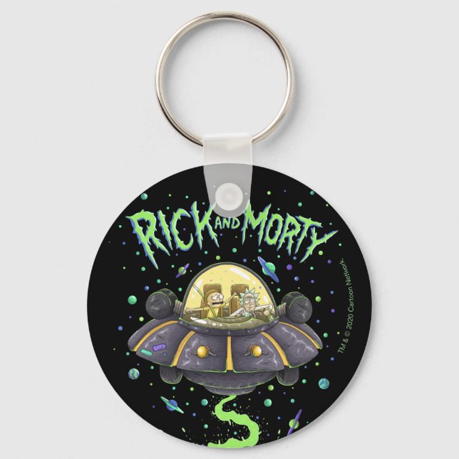 RICK AND MORTY™ | Illustrated Space Flight Graphic Keychain (Front)