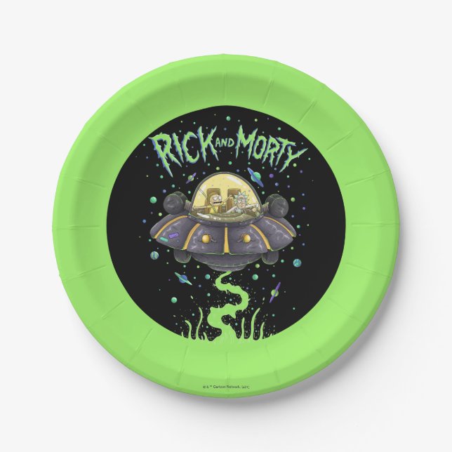 RICK AND MORTY™ | Illustrated Space Flight Graphic Paper Plates (Front)