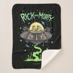 RICK AND MORTY™ Illustrated Space Flight Graphic Sherpa Blanket