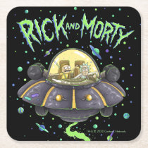 RICK AND MORTY™ | Illustrated Space Flight Graphic Square Paper Coaster