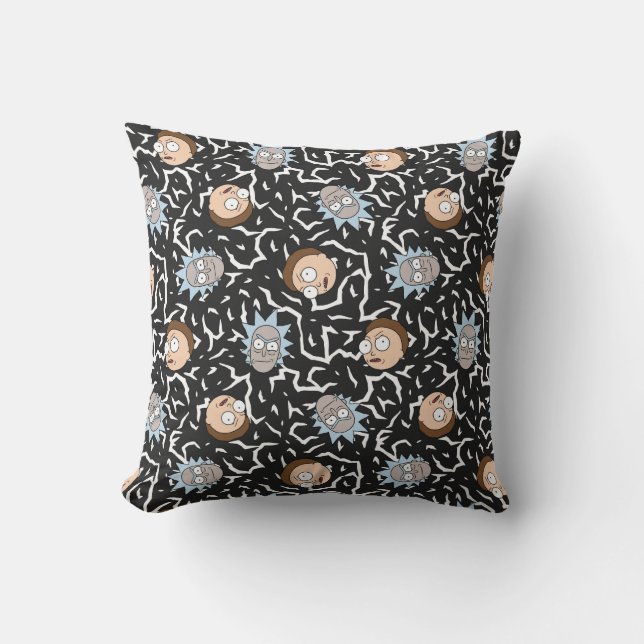 Rick and Morty Lightning Pattern Throw Pillow (Front)