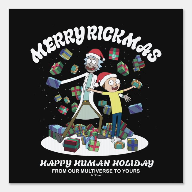Rick and Morty | Merry Rickmas Presents Sign (Front)