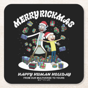 Rick and Morty Merry Rickmas Presents Square Paper Coaster