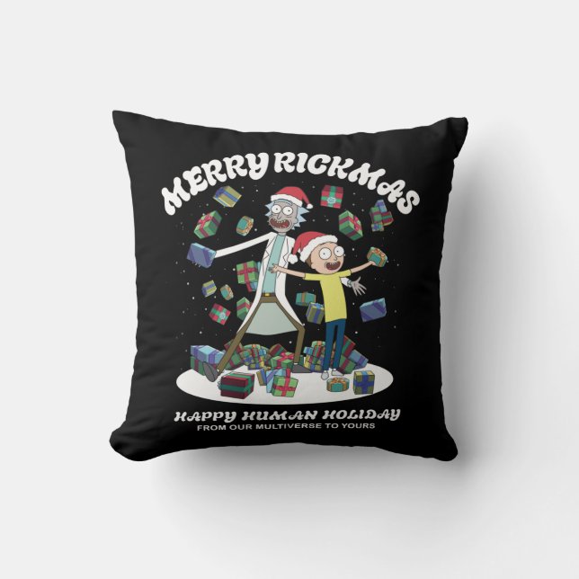 Rick and Morty | Merry Rickmas Presents Throw Pillow (Front)