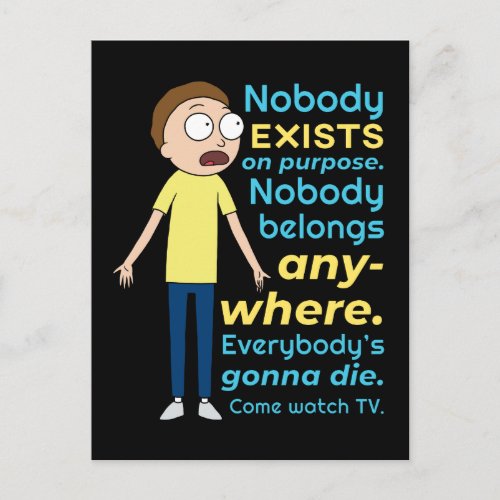 RICK AND MORTY  Nobody Exists On Purpose Invitation Postcard