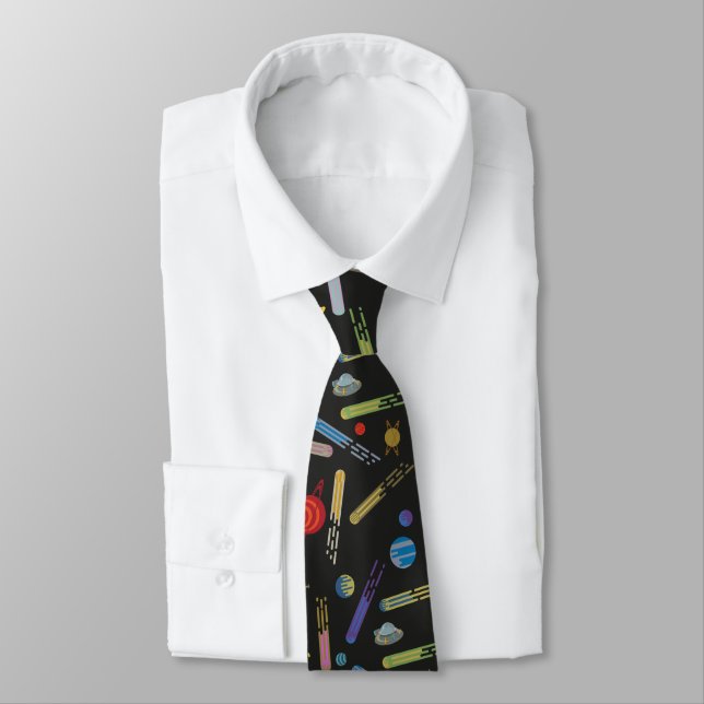 RICK AND MORTY™ | Outer Space Comet Pattern Neck Tie (Tied)