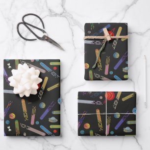 RICK AND MORTY™   Outer Space Comet Pattern Wrapping Paper Sheets