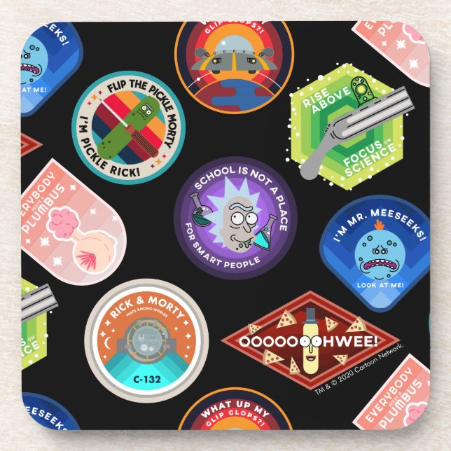RICK AND MORTY™ | Outer Space Patches Pattern Beverage Coaster (Front)