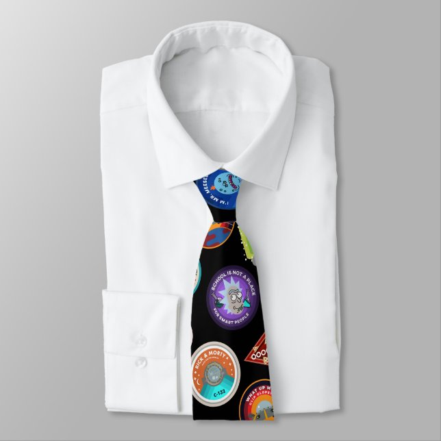 RICK AND MORTY™ | Outer Space Patches Pattern Neck Tie (Tied)