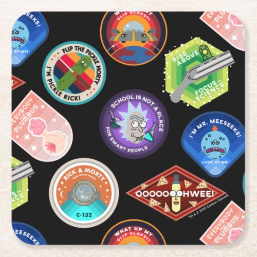 RICK AND MORTY  Outer Space Patches Pattern Square Paper Coaster