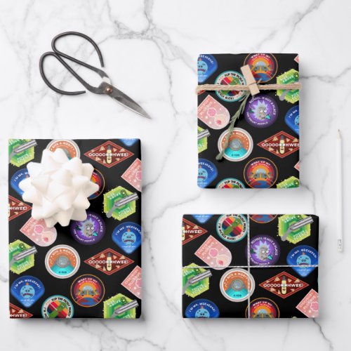 RICK AND MORTY  Outer Space Patches Pattern Wrapping Paper Sheets
