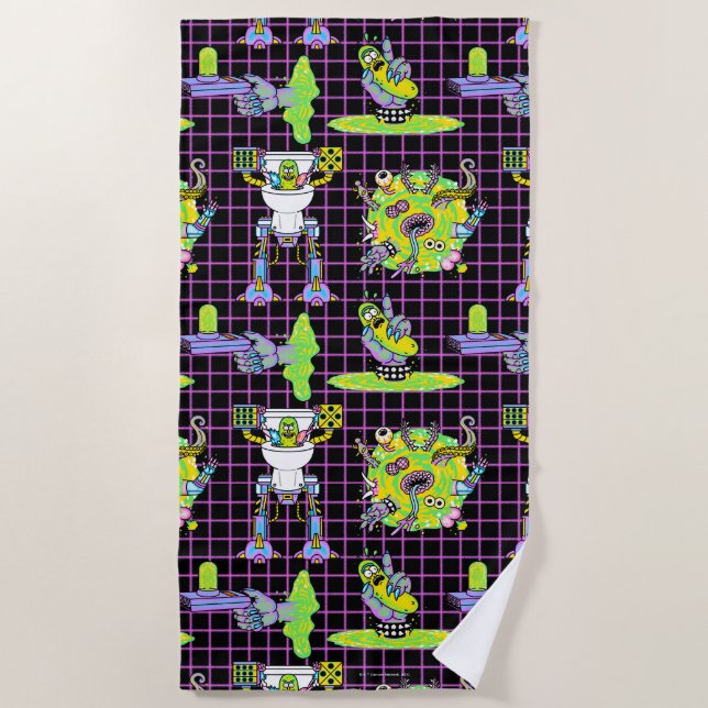 RICK AND MORTY™ | Pickle Rick Portal Pattern Beach Towel (Front)