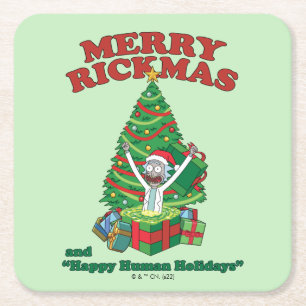 Rick and Morty Portal Rick Merry Rickmas Square Paper Coaster