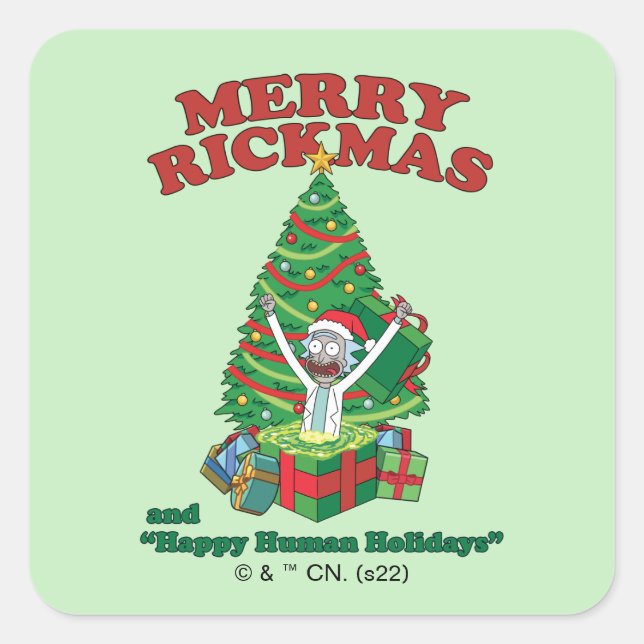 Rick and Morty | Portal Rick Merry Rickmas Square Sticker (Front)