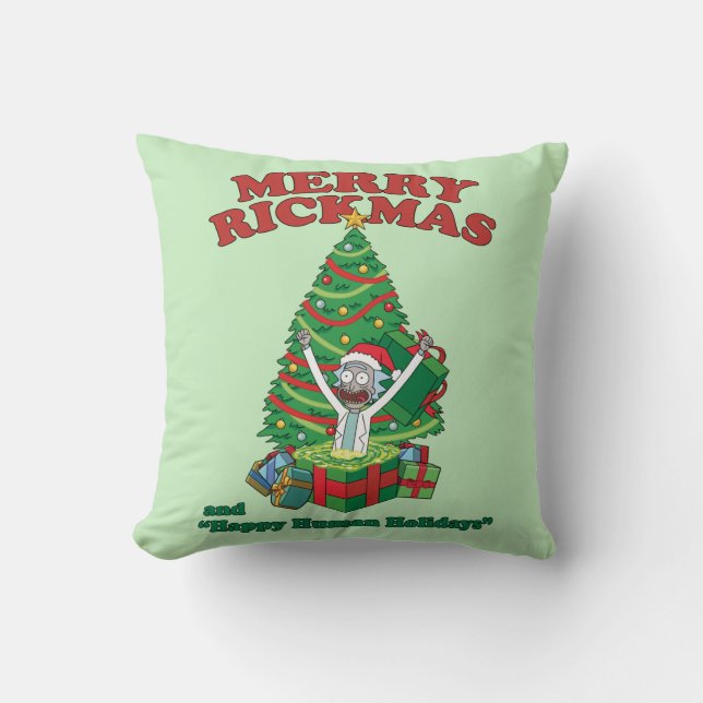 Rick and Morty | Portal Rick Merry Rickmas Throw Pillow (Front)
