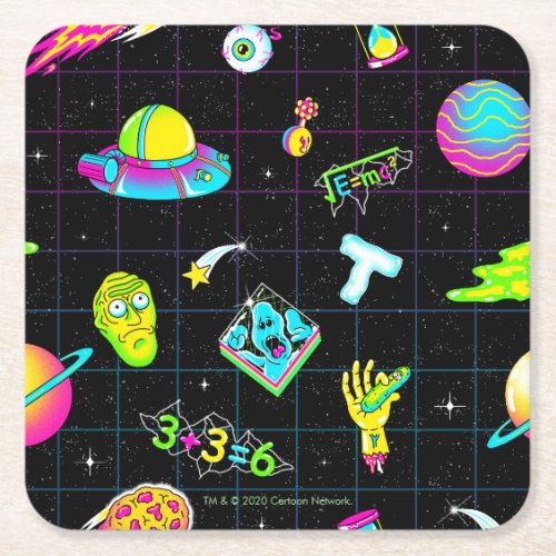 RICK AND MORTY  Psychedelic Season 3 Pattern Square Paper Coaster